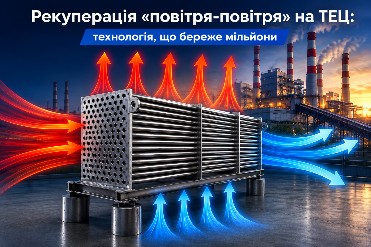 Утилізація тепла відпрацьованих газів на ТЕЦ за допомогою рекуператорів «повітря-повітря»