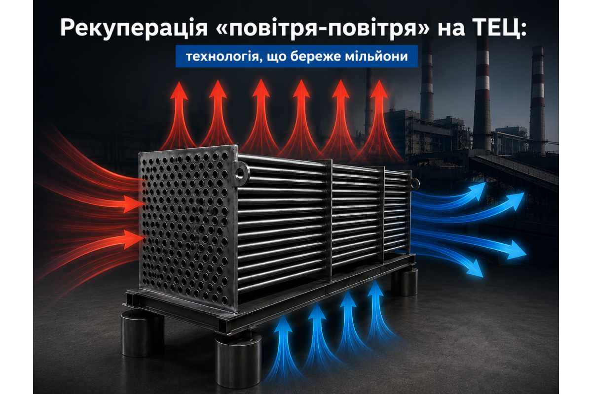Утилізація тепла відпрацьованих газів на ТЕЦ за допомогою рекуператорів «повітря-повітря»
